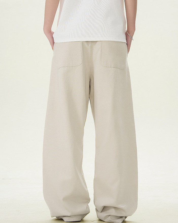 Textured Cotton Linen Wide-Leg Trousers
