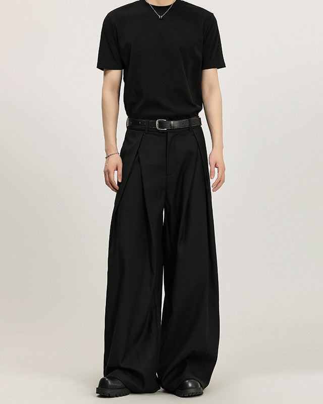 Wide Leg Pleated Trousers