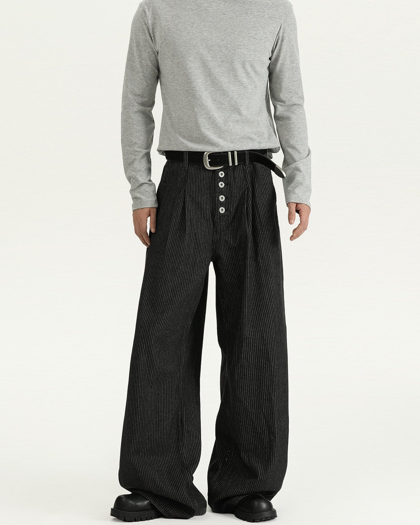 Relaxed Pinstripe Wool Pants