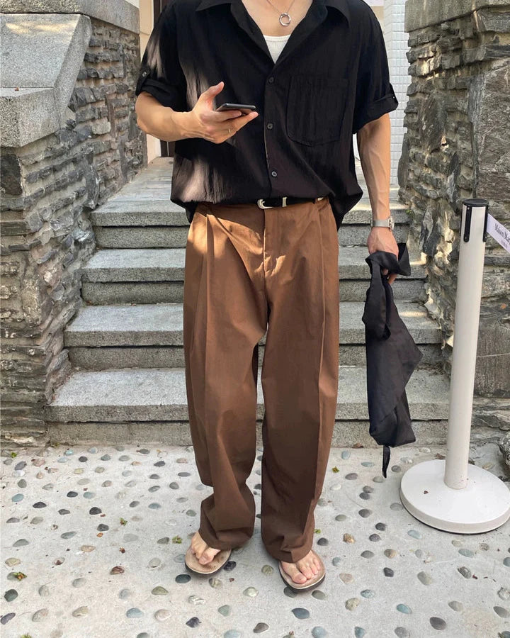 Wide Pleated Tailored Trousers