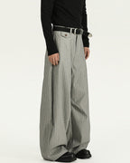 Pinstripe Wool Wide-Leg Trousers