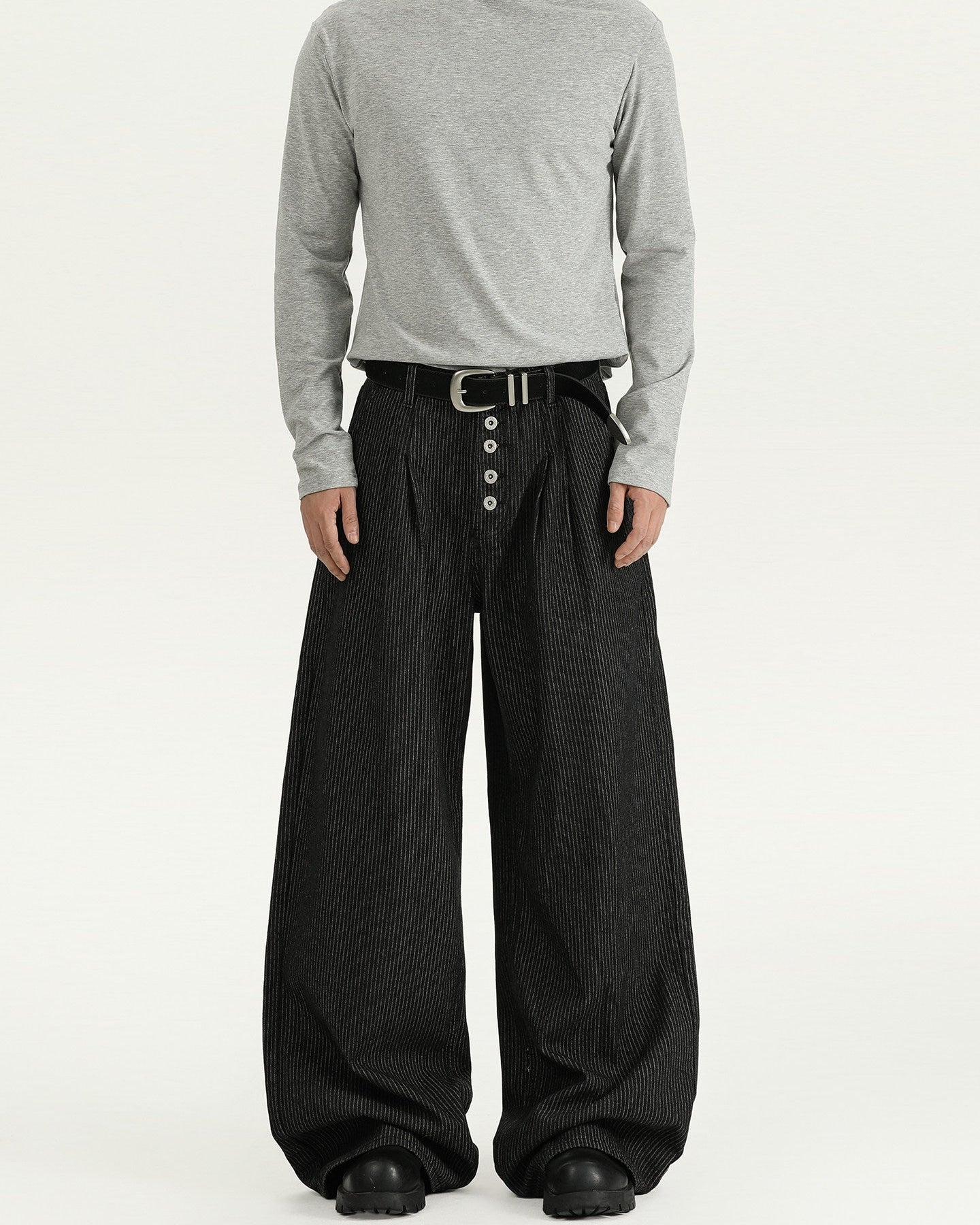 Relaxed Pinstripe Wool Pants