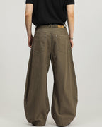 Wide-Legged Cotton Cargo Trousers