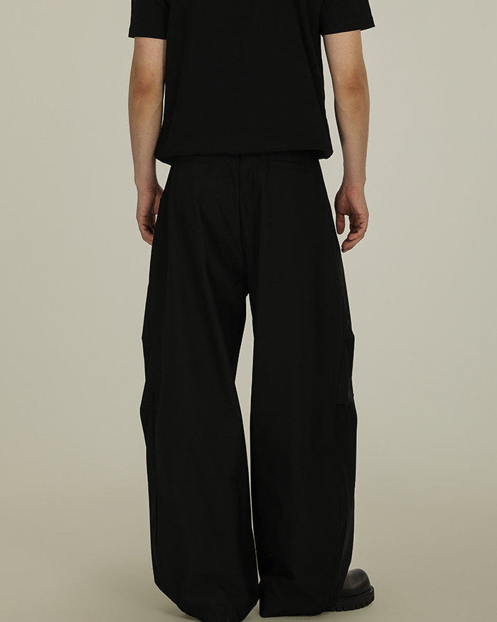 Pleated Wool Blend Trousers