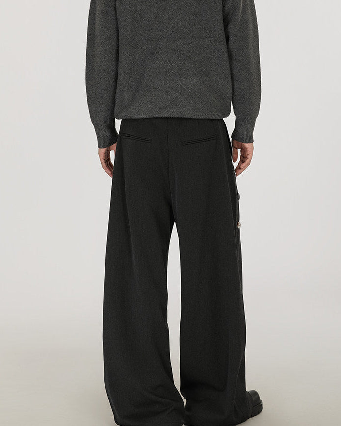 Relaxed Pleat Wool Blend Pants