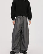 High-End Silhouette Wide-Legged Pleated Trousers
