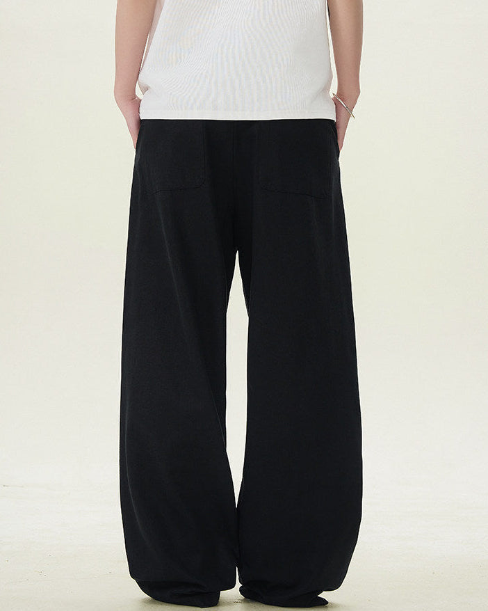 Textured Cotton Linen Wide-Leg Trousers