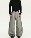 Pinstripe Wool Wide-Leg Trousers
