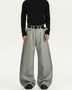 Pinstripe Wool Wide-Leg Trousers