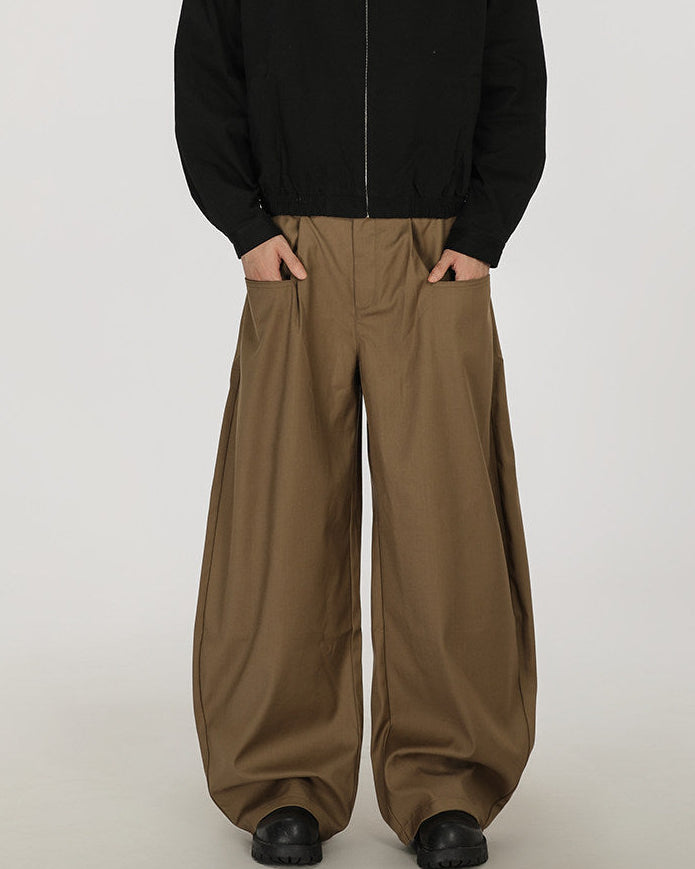 Twill Wide-Leg Trousers