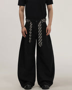 Wide-Leg Tailored Trousers With Woven Tie Detail