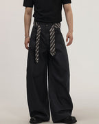 Wide-Leg Tailored Trousers With Woven Tie Detail