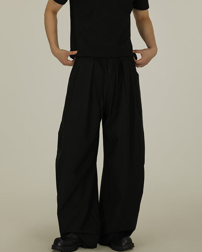Pleated Wool Blend Trousers