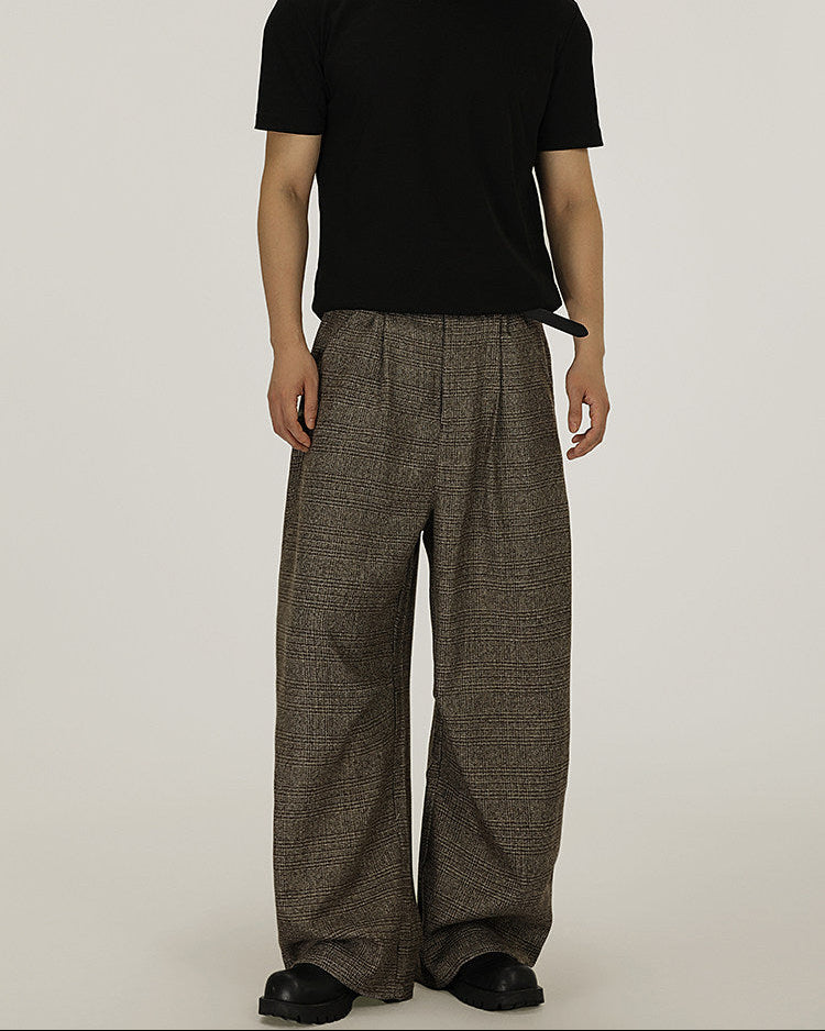 Textured Tweed Wide-Leg Trousers