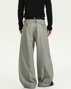 Pinstripe Wool Wide-Leg Trousers