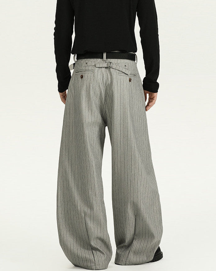Pinstripe Wool Wide-Leg Trousers