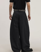 Wide-Leg Tailored Trousers With Woven Tie Detail