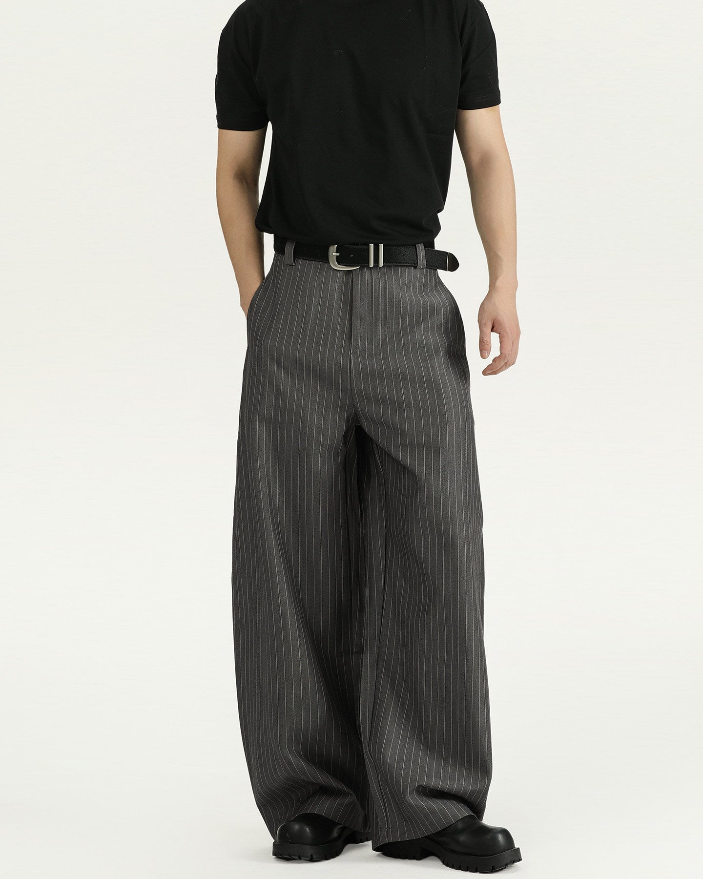 Modern Stripe Wool Trousers