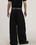 Wide-Leg Tailored Trousers With Woven Tie Detail