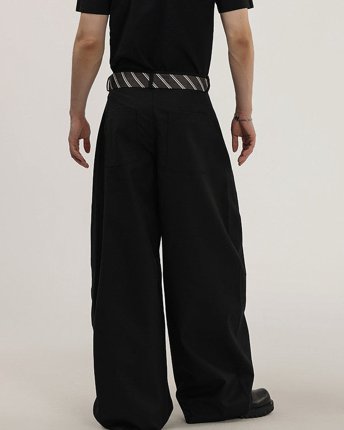 Wide-Leg Tailored Trousers With Woven Tie Detail