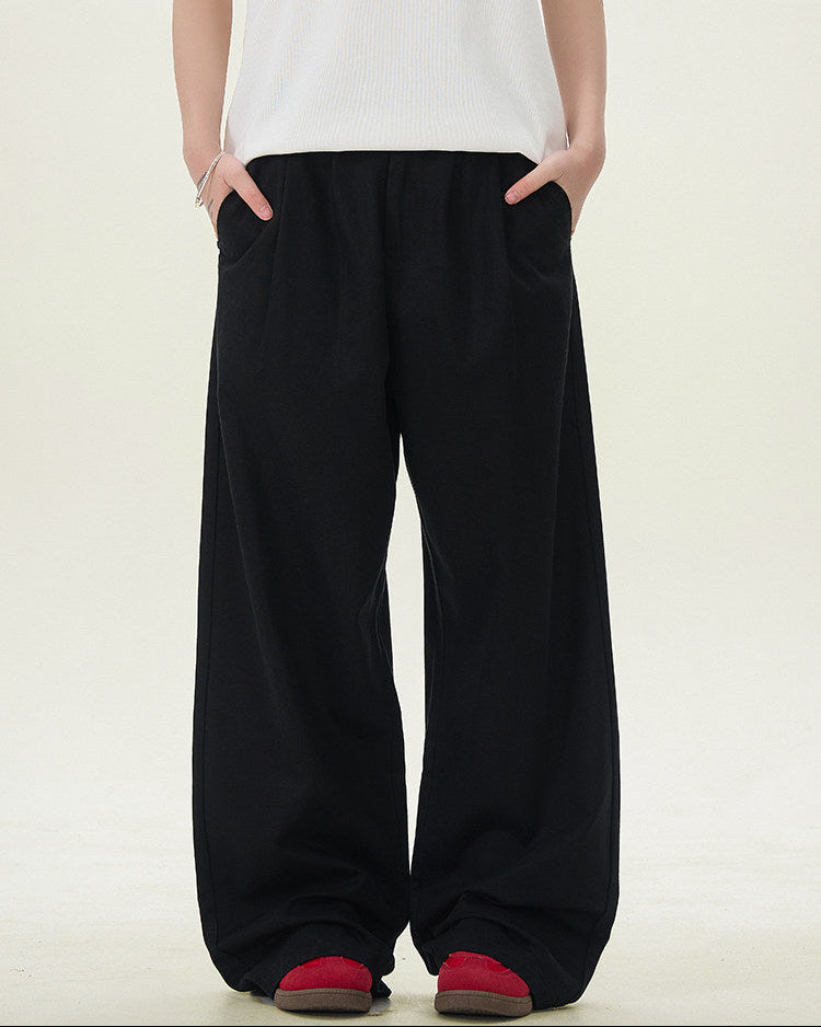 Textured Cotton Linen Wide-Leg Trousers