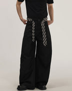 Wide-Leg Tailored Trousers With Woven Tie Detail