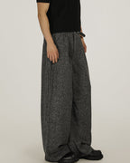 Textured Tweed Wide-Leg Trousers