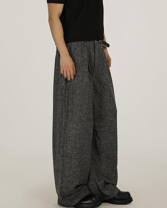 Textured Tweed Wide-Leg Trousers