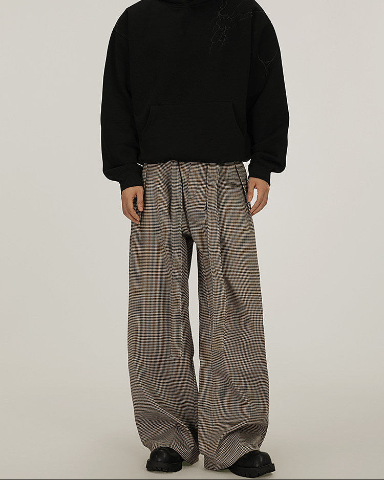 Checkered Wide Leg Trousers