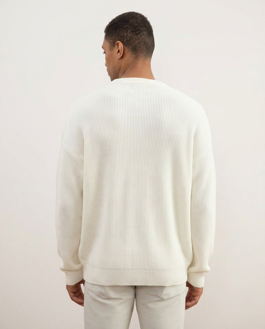 Off-White Crewneck Malfilé English Rib Sweater