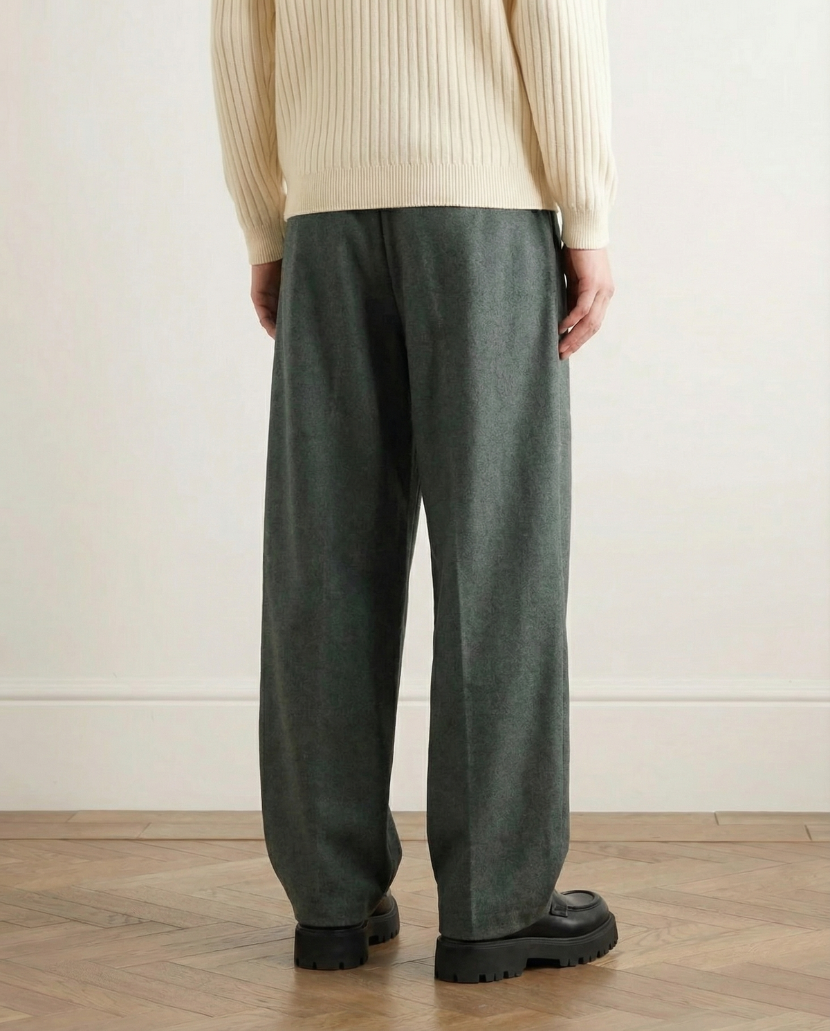 Wool-Blend Wide-Leg Trousers