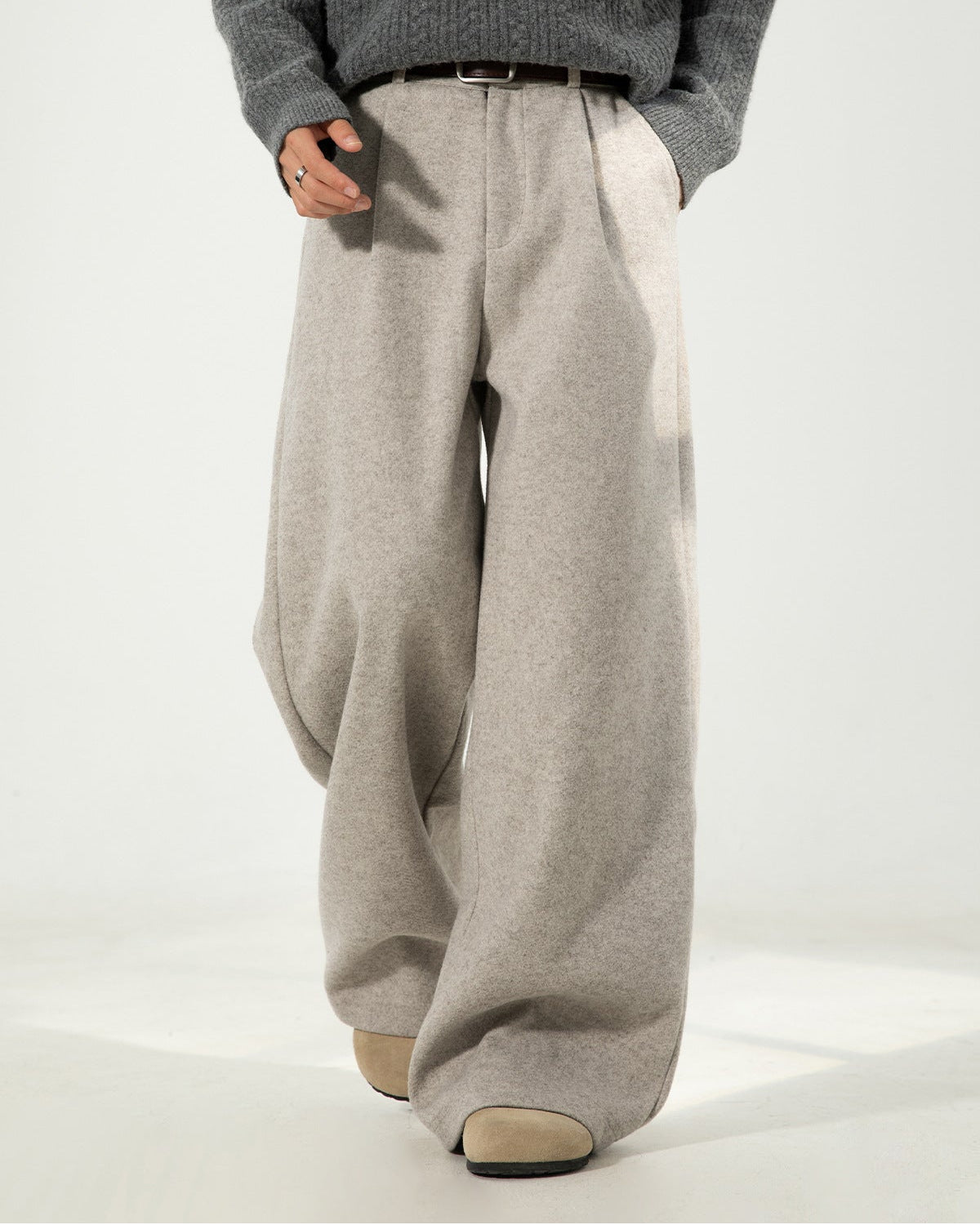 The Heavy Texture Wool Wide Leg Trouser
