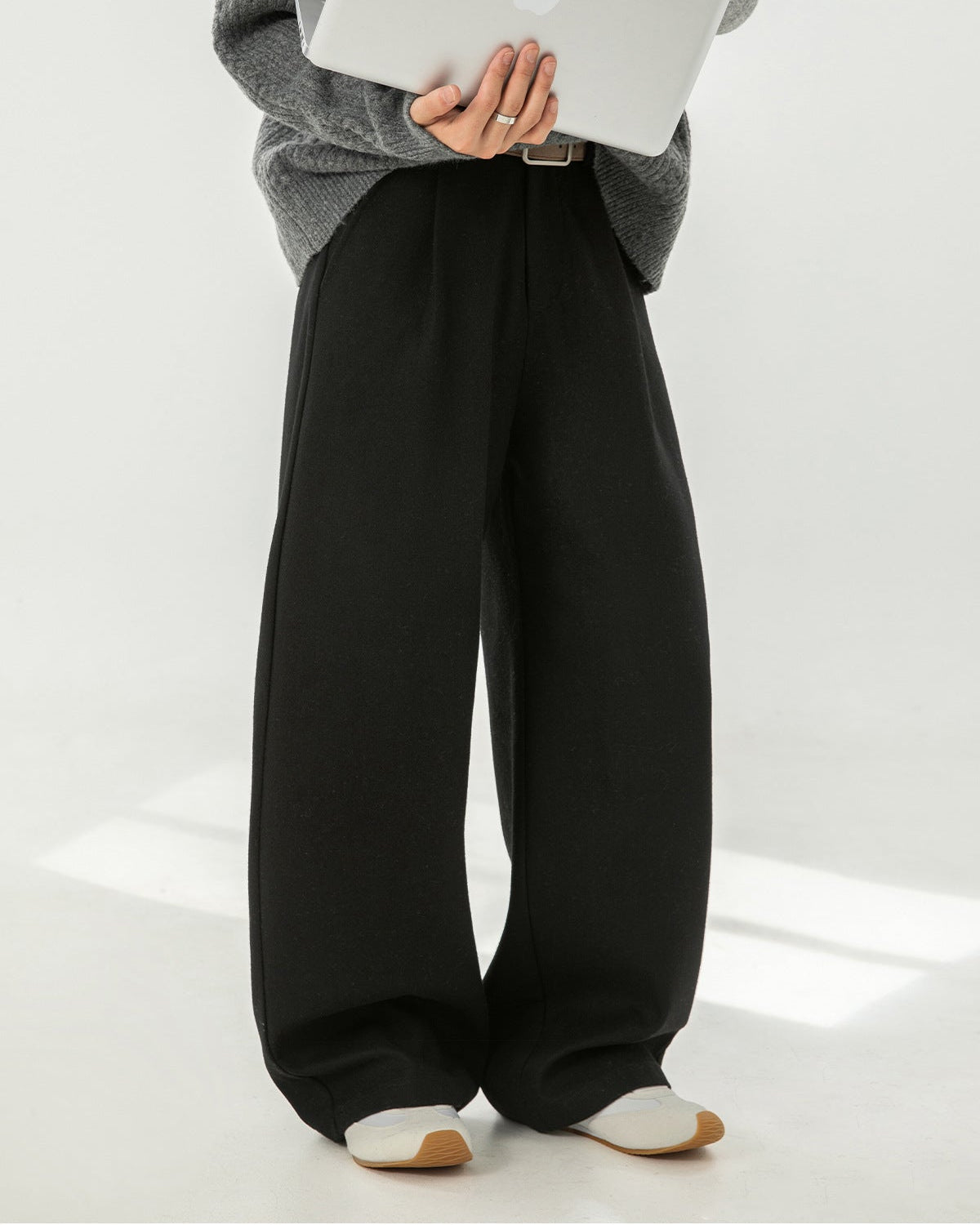 The Heavy Texture Wool Wide Leg Trouser