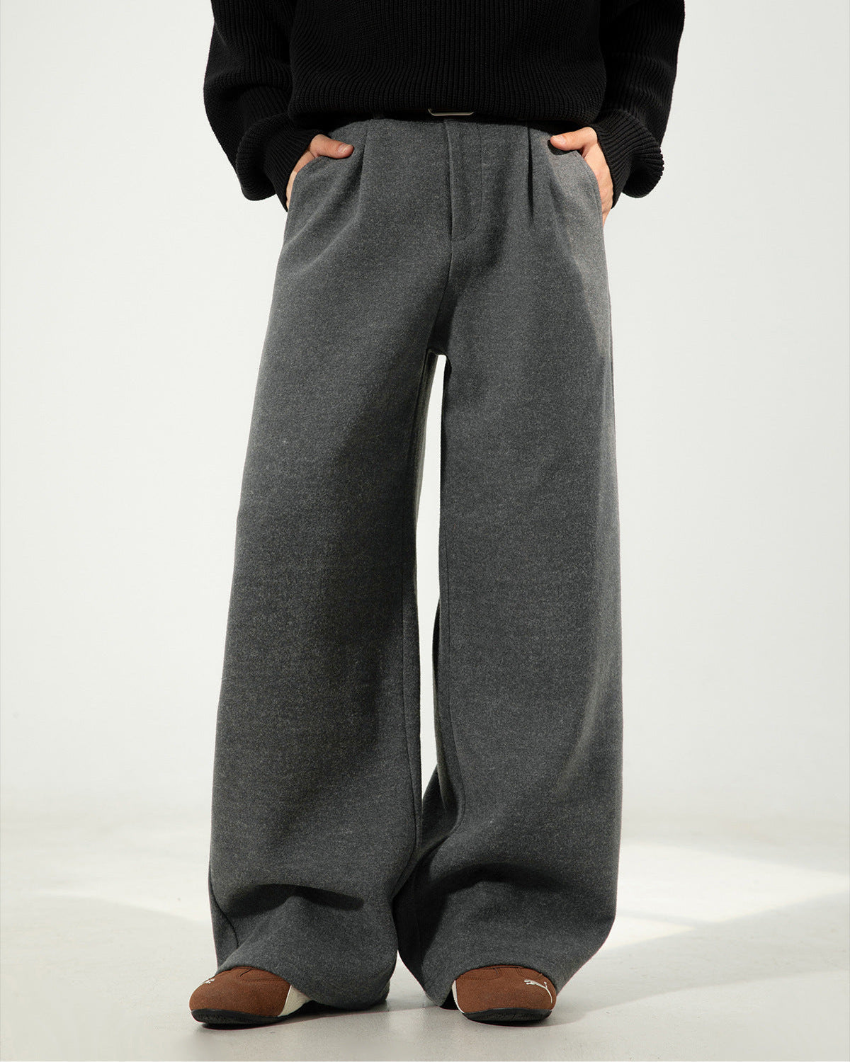 The Heavy Texture Wool Wide Leg Trouser