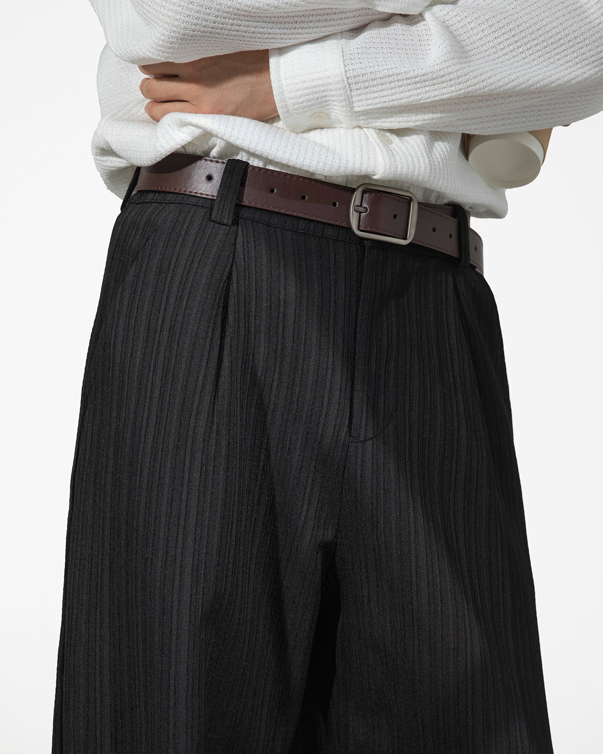 The Strata Pleated Stripe Trousers