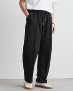 Soft Feel Straigh Leg Trousers with Waistband and Drawstrings