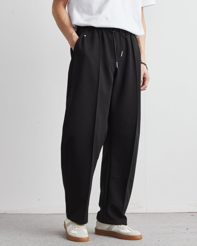 Soft Feel Straigh Leg Trousers with Waistband and Drawstrings