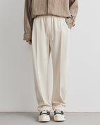 Soft Feel Straigh Leg Trousers with Waistband and Drawstrings